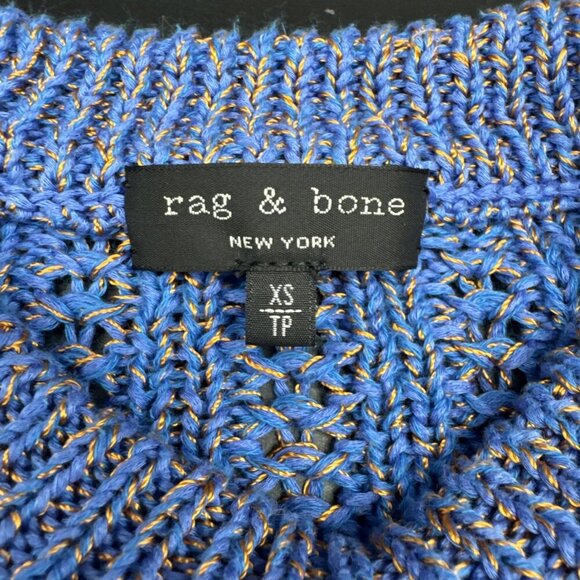 Rag & Bone Womens Blue Open Weave Wool Blend Crewneck Pullover Sweater Sz XS - Picture 6 of 9